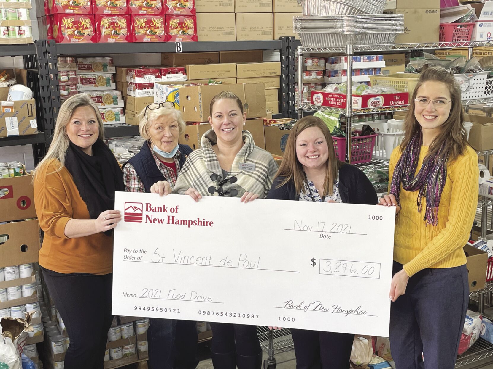 Bank of New Hampshire donates to 20 food pantries across the state